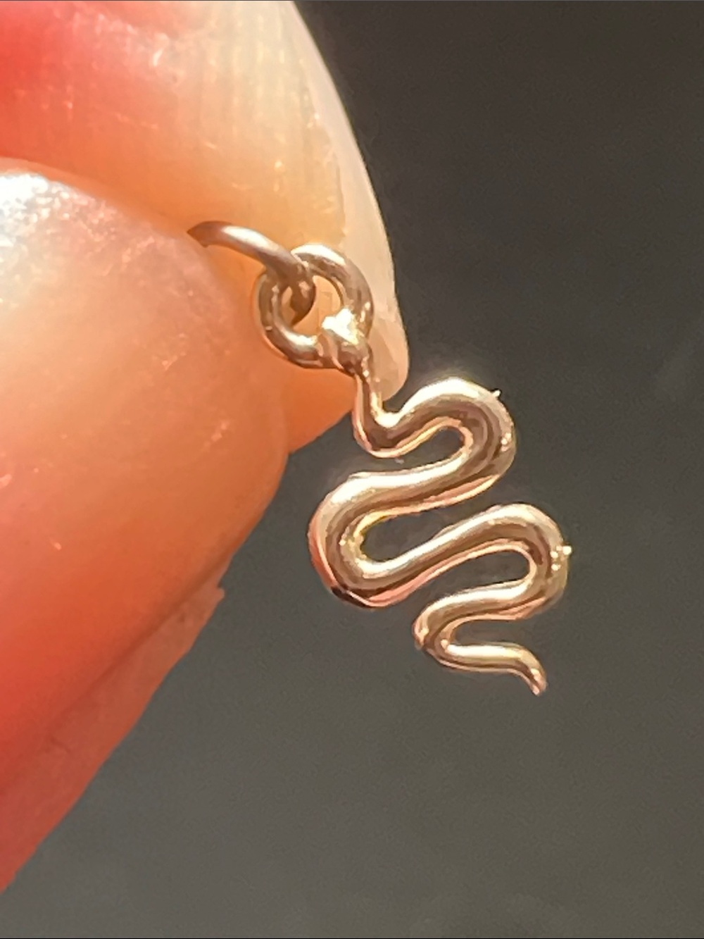 Dainty Tiny 14k Solid Gold Baby Snake Necklace Charm Pendant Replacement Bail